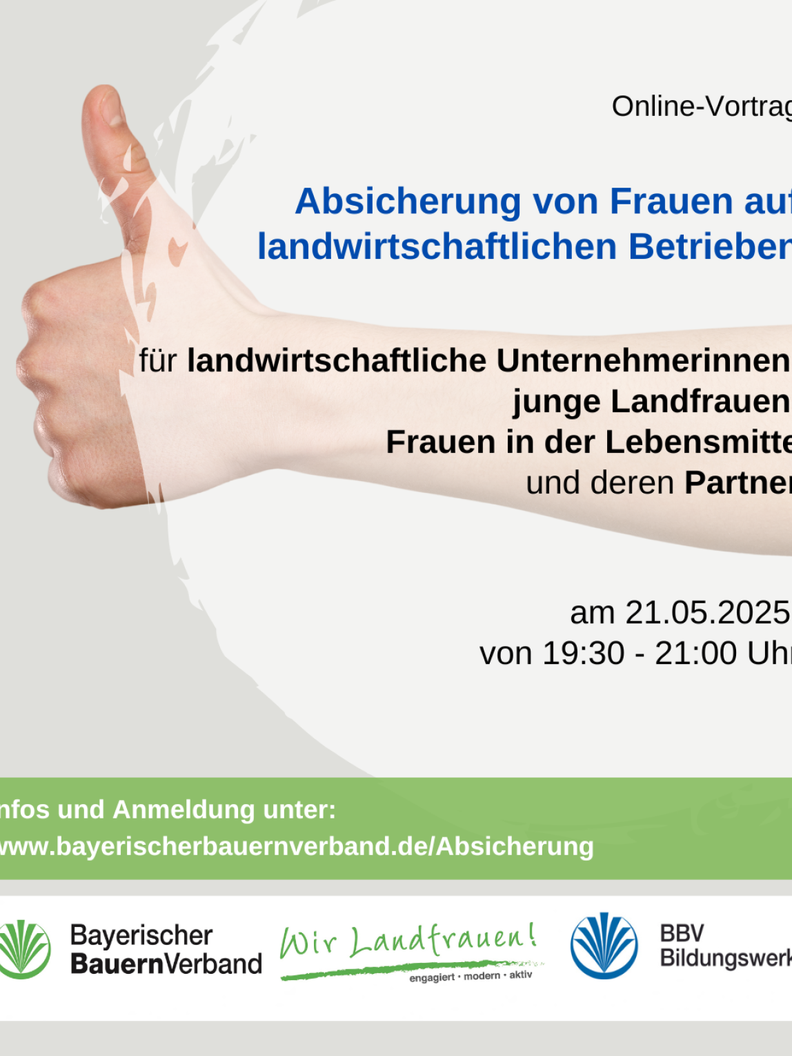 Online Veranstaltung Absicherung von Frauen auf landiwrtschaftlichen Betrieben