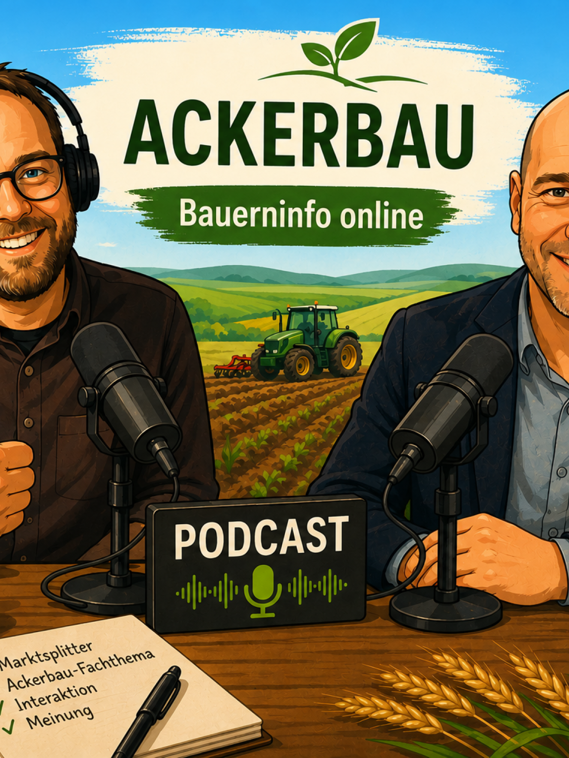 KI generiertes Bild von Johan Graf und Anton Huber am Tisch sitzend