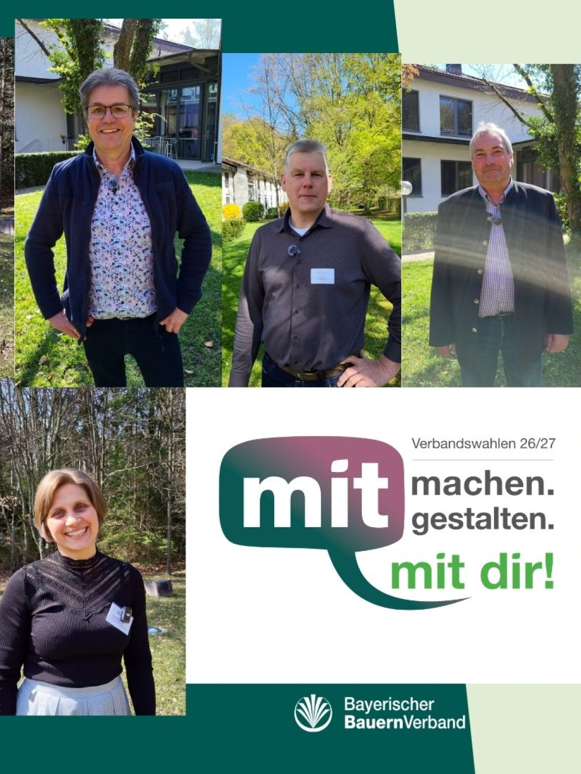 Fotocollage von einzelnen Personen und das Logo bzw. der Claim von den Verbandswahlen 