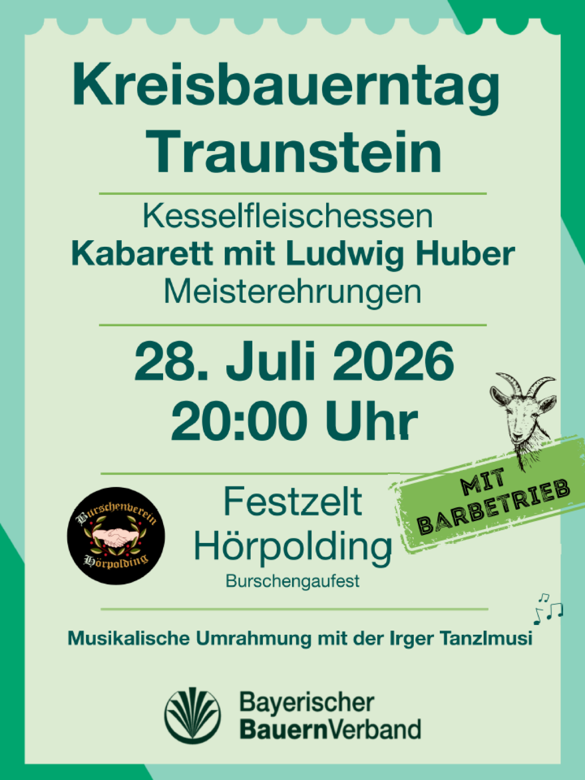 Flyer zum Kreisbauerntag Traunstein am 28.07.2026