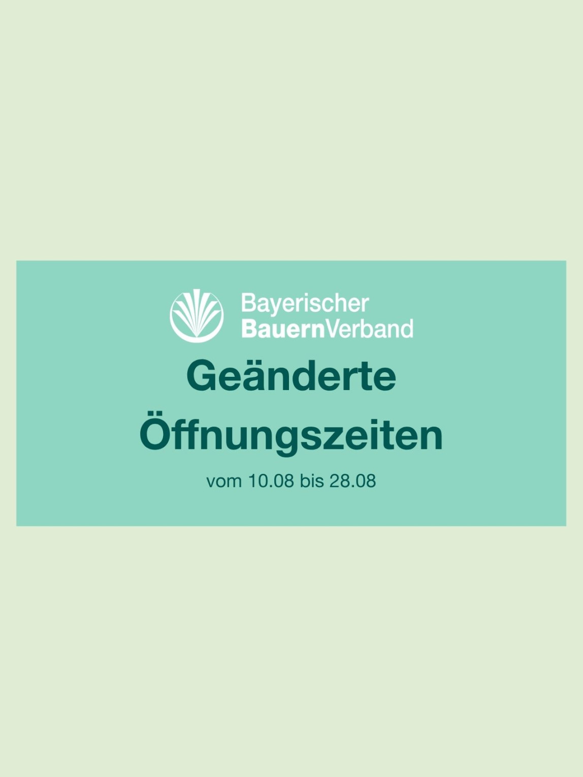 Geänderte Öffnungszeiten in der Urlaubszeit