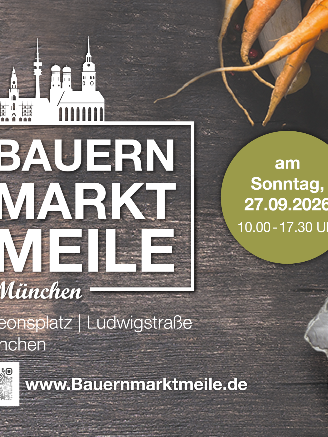 Hinweis auf Bauernmarktmeile am 27. September 2026 in München
