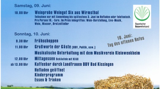 Programm Hoffest bei Schlembach in Kleinwenkheim