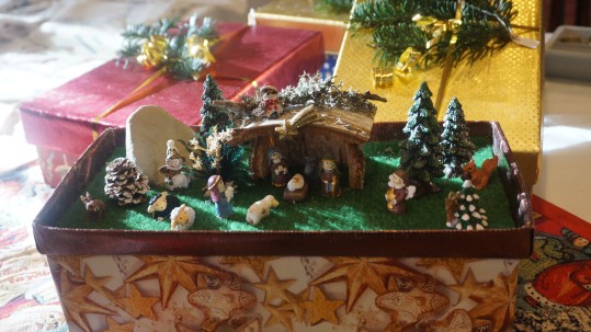 Krippe im Schuhkarton vom Weihnachtsmarkt Achenmühle Krippe im Schuhkarton