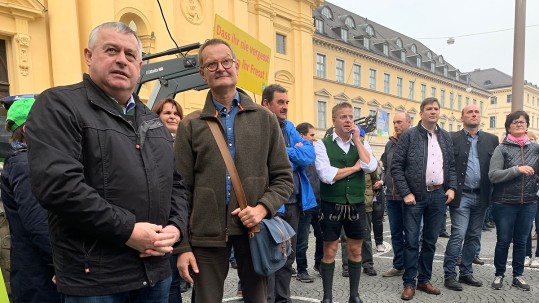 Bauernpräsident Heidl bei der Demo am Münchner Odeonsplatz