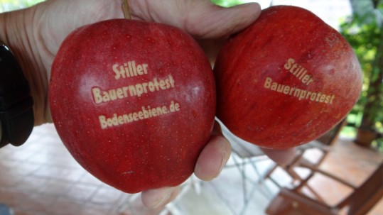 gelaserte Äpfel Bauernprotest Äpfel
