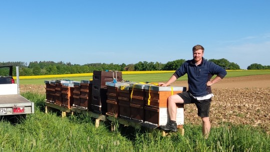 Imker Nusko mit Bienen