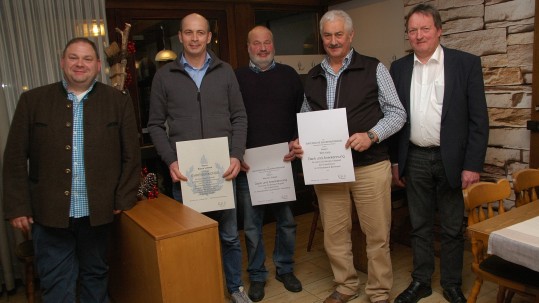 Geehrte Ortsobmänner mit Geschäftsführer Harald Köppel und Kreisobmann Karl Lappe