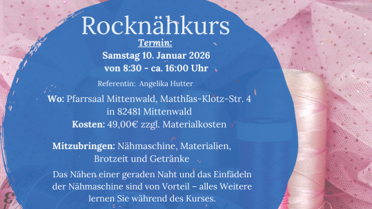 2026 01 10 Sharepic Rocknähkurs Mittenwald