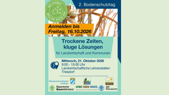 Bis 16.10.2026 zum zweiten Bodenschutztag anmelden.